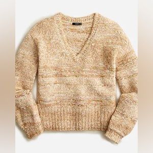🖤J.Crew Puff Sleeve V-Neck Oversized Sweater in Space-Dye